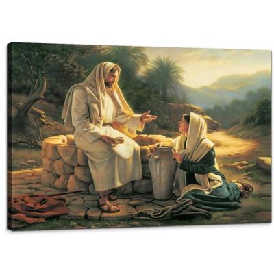 China HD Oil Painting Modern Wall Art Talking Art Picture God Jesus Christ With Girl Canvas Print Artwork for sale