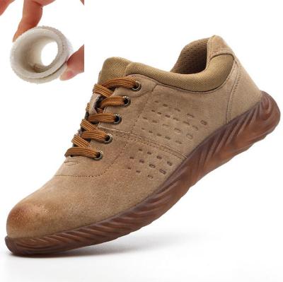 China Wholesale Woven Fabric Work Boot Steel Ruffle Toe Caps Pig Leather Safety Shoes Mens for sale