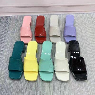 China CUSHIONING Famous OEM/ODM Italy Summer PVC GG Branded Slippers Heels Sandals Designer Open Toe Women Shoes Fancy Thick Luxury Slides Sandal for sale