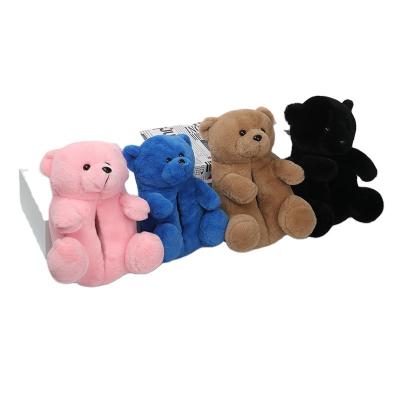 China High Quality Super Fluffy Soft Thermal Slippers Series Black Bear Indoor Slippers Cute Anti-skid Household Slippers for sale