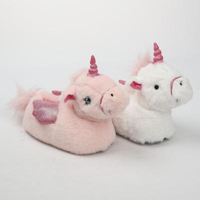 China Best Quality Anti-skid Winter Home Slippers For Kids New Unicorn With Glitter Wing for sale