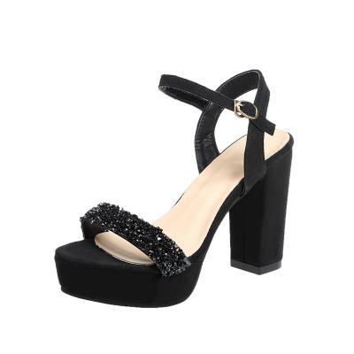 China New foreign trade light summer buckle heeled sandals thick heel open toe sandal heels for sale