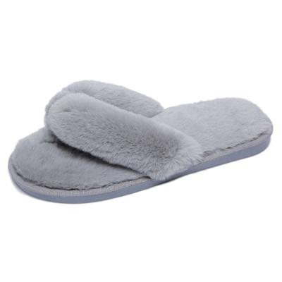 China Wholesale Fashion Trend Women Flip Flops Faux Fur Home Indoor Bedroom Slippers Fluffy Winter Manufacturer for sale