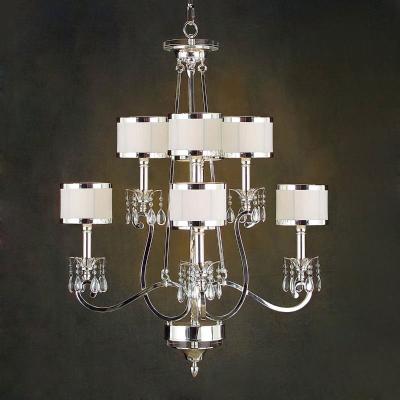 China Modern Metal+crystal accemts+fabric shade chandelier for sale