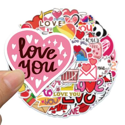 China Custom Cute Girl Waterproof Vinyl Waterproof+Eco-friendly 50Pcs Kawaii Love Decorative Sticker For Laptop Luggage Skateboard Bottle for sale