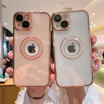 China Newest Luxury Shockproof Electroplating Bling Glitter Case Girl Phone Cover With Logo Hole For iPhone 11 12 13 pro max for sale