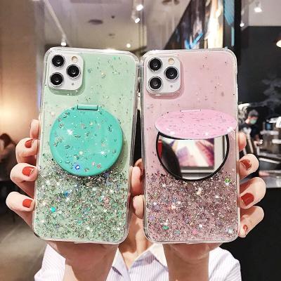 China TPU+Mirror For Iphone Mirror Case, Dropshipping Bling Glitter Make Up Mirror Phone Case Back Cover For Iphone 11 12 pro Max Xs Xr Etui Coque for sale