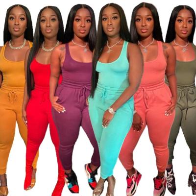 China Cowinner Breathable Women 2 Piece Outfits Sexy Jogger Workout Sets Tank Tops Long Pants Sports Tracksuit for sale