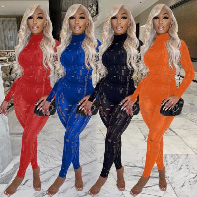 China Cowinner Breathable Two Piece Outfits For Women Clubwear Black Stretch Sheer Mesh Long Sleeve Blouse And Bodycon Pants Set For Party for sale