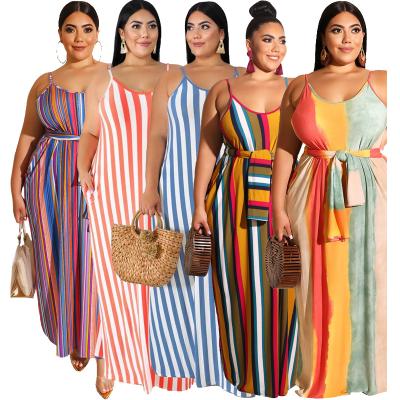 China Cowinner Women's Summer Casual Sexy Stripe Bodycon Long Maxi Dresses Floor Length Sleeveless Breathable Plus Size Sundresses for sale