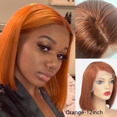 China Cowinner 12Inch Straight Bob Wig Orange Color Short Straight For T Color Women's Lace Front Human Hair Wig for sale