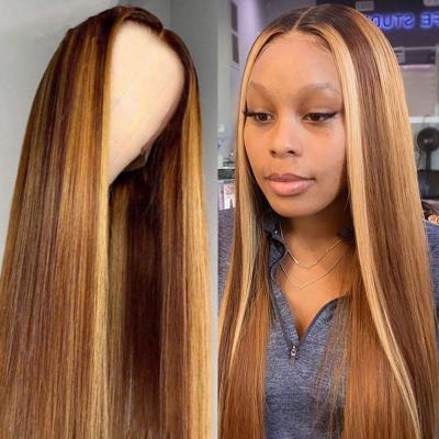 China Women Long Gradient Brown Silky Straight Synthetic Hair Wigs Natural Looking Heat Resistant Daily Wave Party Wear Wigs for sale