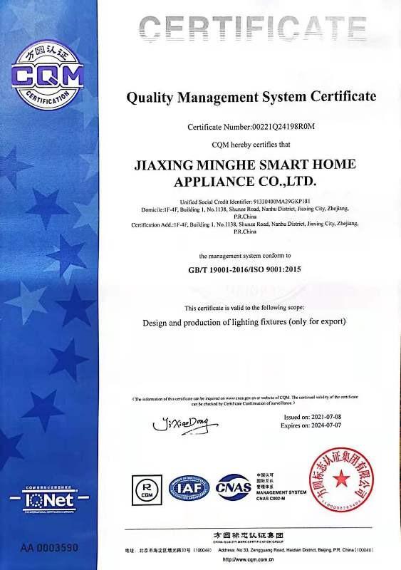 ISO9001 - Jiaxing Minghe Smart Home Appliance Co., Ltd.