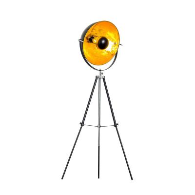 China New-designed black Irion up and down tripod floor lamp with inner gold leaf for sale