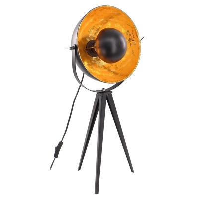 China New-designed black Irion up and down tripod table lamp with inner gold leaf for sale