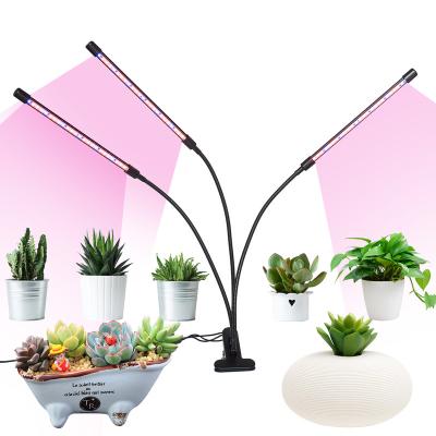 China Seed Starting Hot Selling Dimmable 3 Head Plant Clip Flexible Timer 2021 24w Indoor LED Grow Lights For Plants for sale