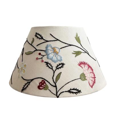 China Hot Sale Traditional Chinese Style Printing Fabric Shade Trapezoid Lighting Indoor Canvas Lampshade,Table Lamp Shade with Spider Ring for sale