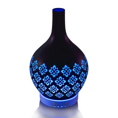 China Portable Household Art Glass Diffuser Ultrasonic Blown Oil Diffuser Usb Air Humidifier Diffuser With Light Exposure for sale