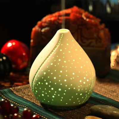 China Color Changing Light Exclusive LED Switch 100ml Stone Aroma Air Portable Ceramic Aroma Diffuser For Bedroom Table Top for sale