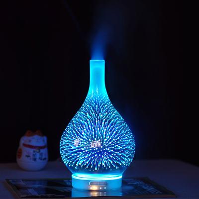 China Household Amazon Success USB Led Aroma Humidifier 3d Ultrasonic Essential Oil Glass Diffuser With Light Show for sale