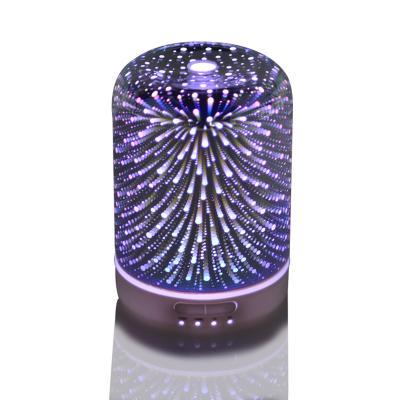 China Household USB 3d Glass Ultrasonic Aroma Diffuser Led Aromatherapy Air Humidifier Essential Oil Diffuser With Light Show For Decorate for sale