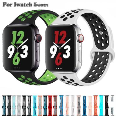 China Water Resistant Sports Strap For Apple Watch Band 5 38mm 40mm Silicone Strap 42mm 44mm Rubber Belt For iwatch Series 4 3 2 Band Strap for sale