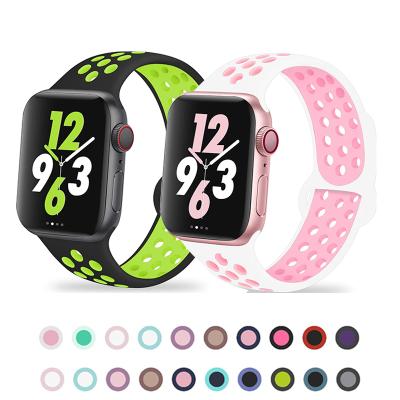 China Water Resistant Silicone Strap For Apple Watch Band 44mm 40mm 42mm/38mm Breathable For iWatch 42 Strap 40 For Apple Watch Series 5 4 3 44mm for sale