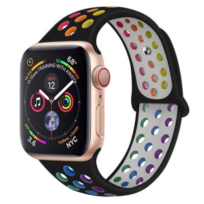 China New Water Resistant Silicone Flexible Breathable Sports Band For Apple Watch Series 6 5 2 3 4 42MM 38MM Strap For iwatch Se 5 4 40mm 44mm for sale