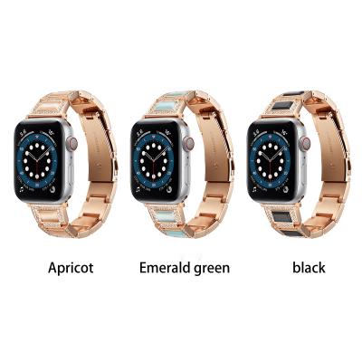 China Water Resistant Metal Strap For Apple Watch Series 6 Se 5 4 3 2 1 Strap For Iwatch 40mm 42mm 44 Strap Luxury Stone Opals Diamond Snaps 38mm Strap for sale