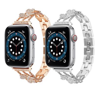 China Water Resistant Diamond Stainless Steel Strap For Apple Watch 38mm 40mm 42mm 44mm Luxury Women Band Strap For iWatch 6 Series Se 5 4 3 2 1 for sale