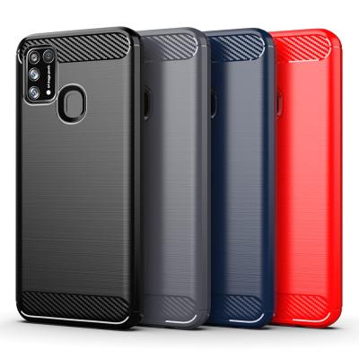 China High Quality For Samsung Galaxy M21 Case Silicone Carbon Fiber Texture Brushed Rugged Armor Phone Cases For Samsung M31 M30S Phone Case for sale