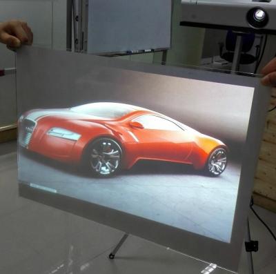 China 3d Adhesive Film Gray Projection Holographic Retail Store Display Film For Glass Advertising Use for sale