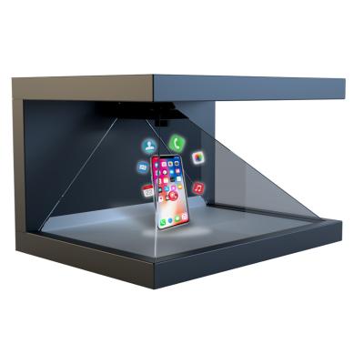 China Full HD 22 Inch Indoor 3 Sided Pyramid Holographic Display Showcase Advertising Equipment for sale