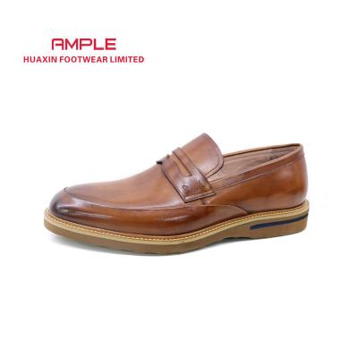 China Round Genuine Leather Chef Office Led Men Formal Shoes Brown Leather for sale