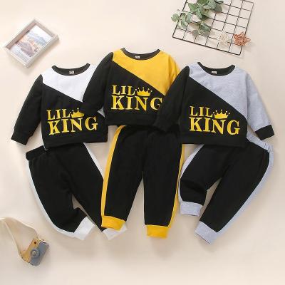 China New Mosengkw Fashion Boy Spring O-Neck Breathable Wholesale Cotton 2pcs/set 2pcs/set Printed Words Kids Clothes Set for sale