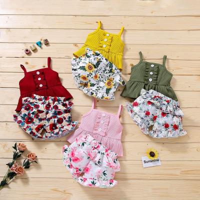 China Mosengkw Casual Summer Printed Sleeveless Girl Clothing Set 2pcs/set Colorful Casual Cute Kids Girl Clothing Set for sale