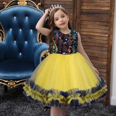 China Mosengkw 2-10 Years Sequins Summer Girls Ball Gown Dress Breathable Luxury Princess Bow Birthday Party Tutu Skirt for sale