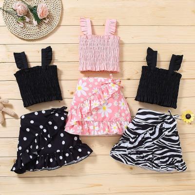 China Mosengkw 2022 new fashion summer girl sling vest dress casual 2 pieces set drop shipping design luxury clothing set for sale