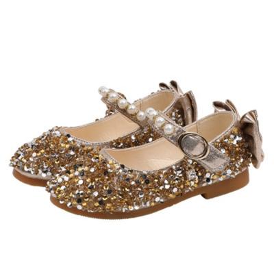 China Mosengkw Crystal Rhinestone Bow Shoes Casual Sandal Flats Spring Spring Korean Baby Girl Single Shoes for sale