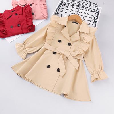 China Mosengkw breathable Autumn New Children Coat Solid 2022 color Korean design girl's long coat with belt drop shipping for sale