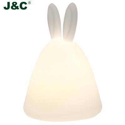 China Color Changing RGB Color Kids Rabbit Silicone Night Light Standing Light RGB Rechargeable Or Battery Version Nursery Lamp for sale