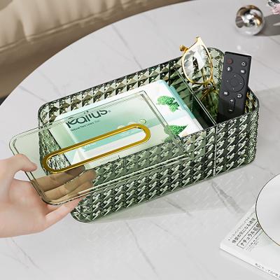 China New Luxury Cloth Box Creative Diamond Pattern Desktop Storage Box Home Remote Control Organizer Stored for sale