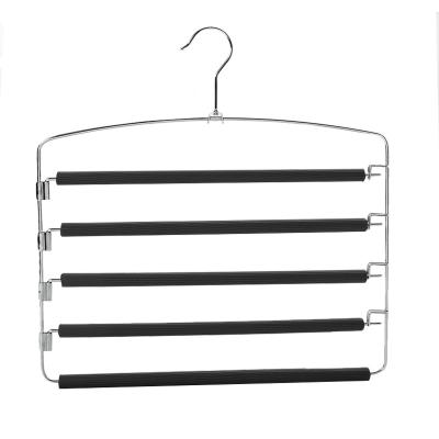 China Eco - Friendly Material Space Saving Multi Bar Metal Trouser Hangers for sale