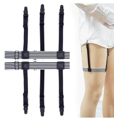 China Braces Adjustable 2 Suspenders Pairs Men's Shirt Stays Adjustable Striped Suspenders Anti-Slip Locking Straps for sale