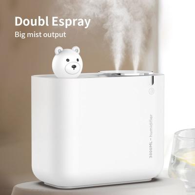 China 3000ml Hotel Bears Cute Colorful Rainbow LED Mist Maker Portable Personal Room Large Cool Humidifiers for sale