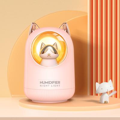 China Car Cat Shape With LED Portable H2O Difusores USB RoHS Rechargeable Mini Cooling Mist Humidifier for sale