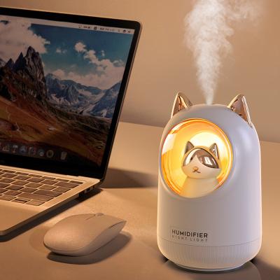 China Mini USB Rechargeable Ultrasonic Personal Space Air Humidifier Humidificador Cat Shape With LED Car Mist Maker for sale