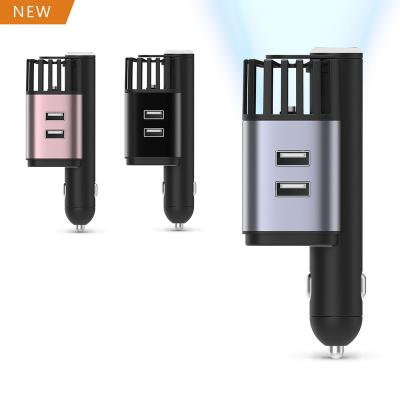 China Purify Air Product Ideas OEM 12V 24V Dual USB Ports Fast Car Charger 2-In-1 Plasma Car Air Purifier Innovative Mini Anion for sale