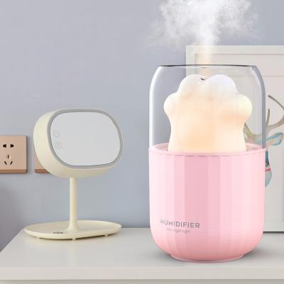 China Car Cute Cat Paw LED Light Personal Nebulizer Personal Ultrasonic Air Humidifier Portable Diffuser for sale