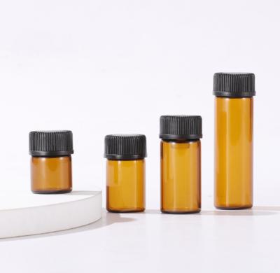 China Essential Oil Glass Bottle 1ml 2ml 3ml 5ml Mini Sample Clear Amber Glass Cosmetic Vial for sale